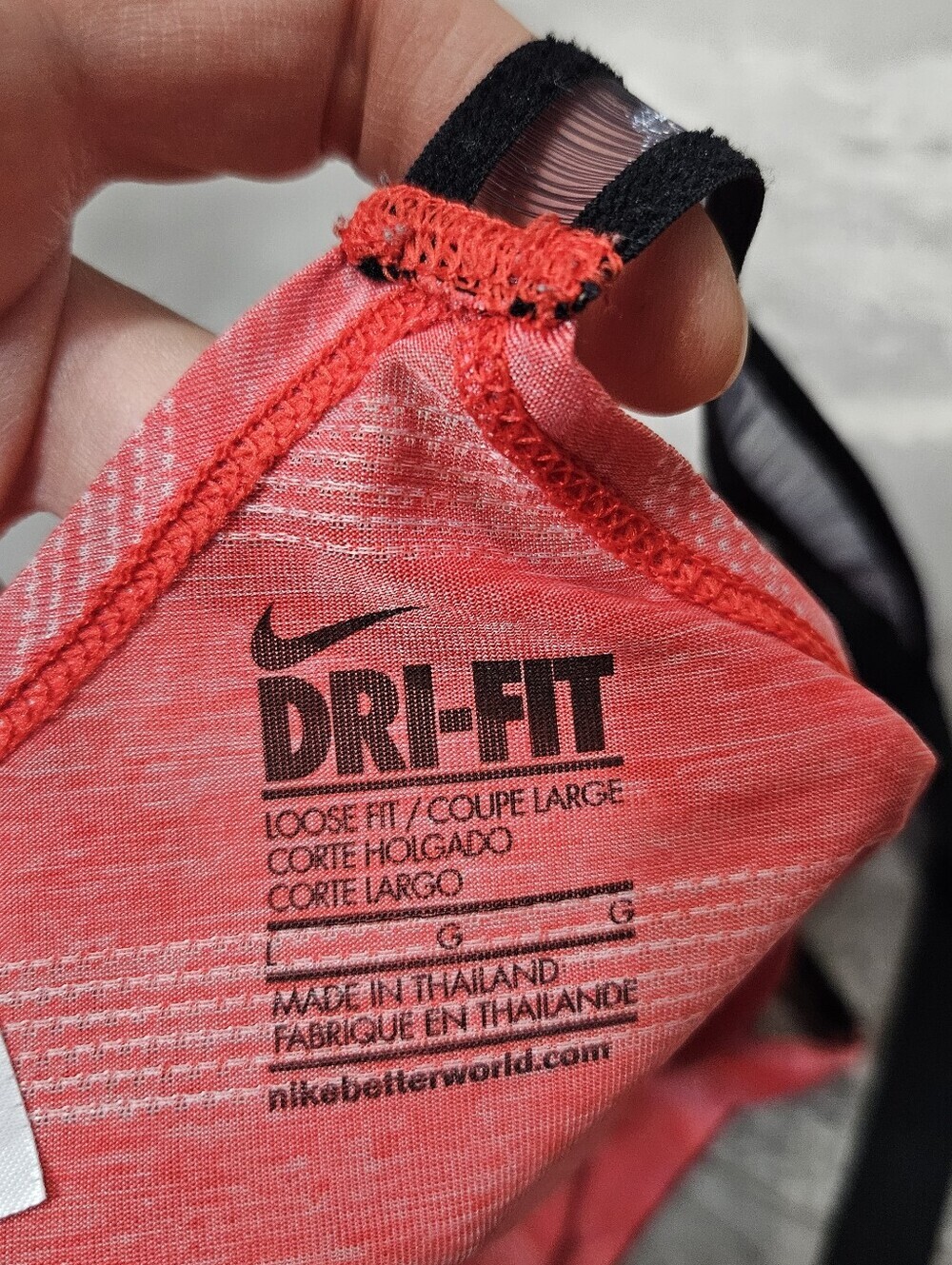 Nike Dri-Fit Tank Top. Heathered Orangy-Red. Light Grey. Black. Stripes. Size L. - Picture 6 of 11